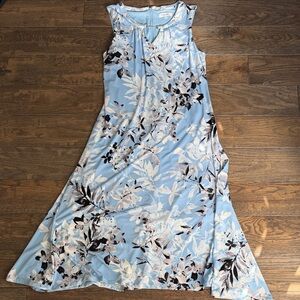 Calvin Klein Sleeveless Light Blue Floral A-Line Dress